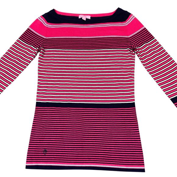 Lilly Pulitzer Striped Sweater Dress | Size Small | Pink & Navy Preppy Classic - Picture 3 of 7